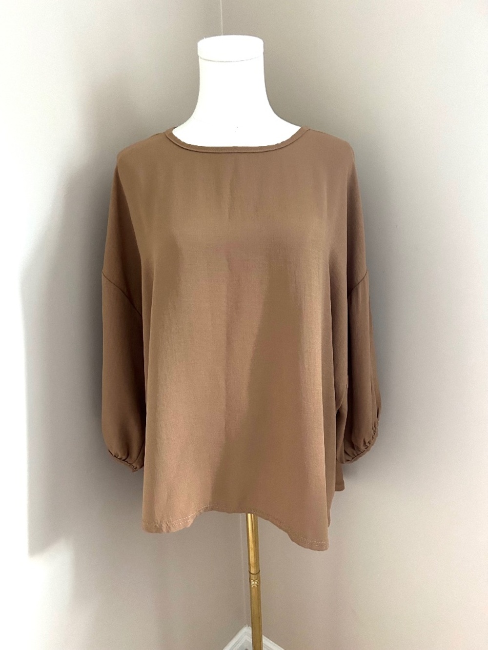 MUSE / YAMI Korea Oversize Light Brown / Tan Balloon Sleeve Blouse Top Fall
